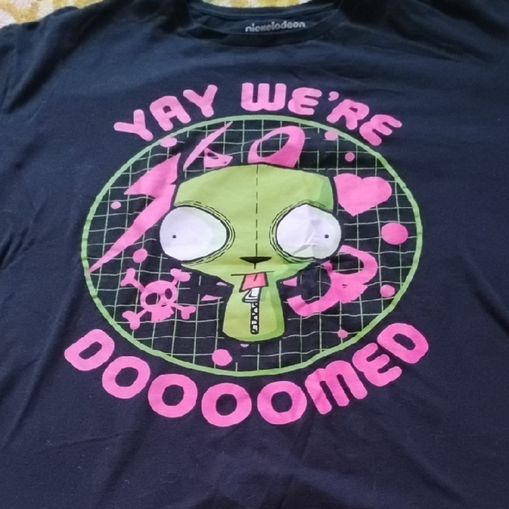 Men's Black Large Nickelodeon Invader Zim Yay Were Doomed Cartoon Shirt